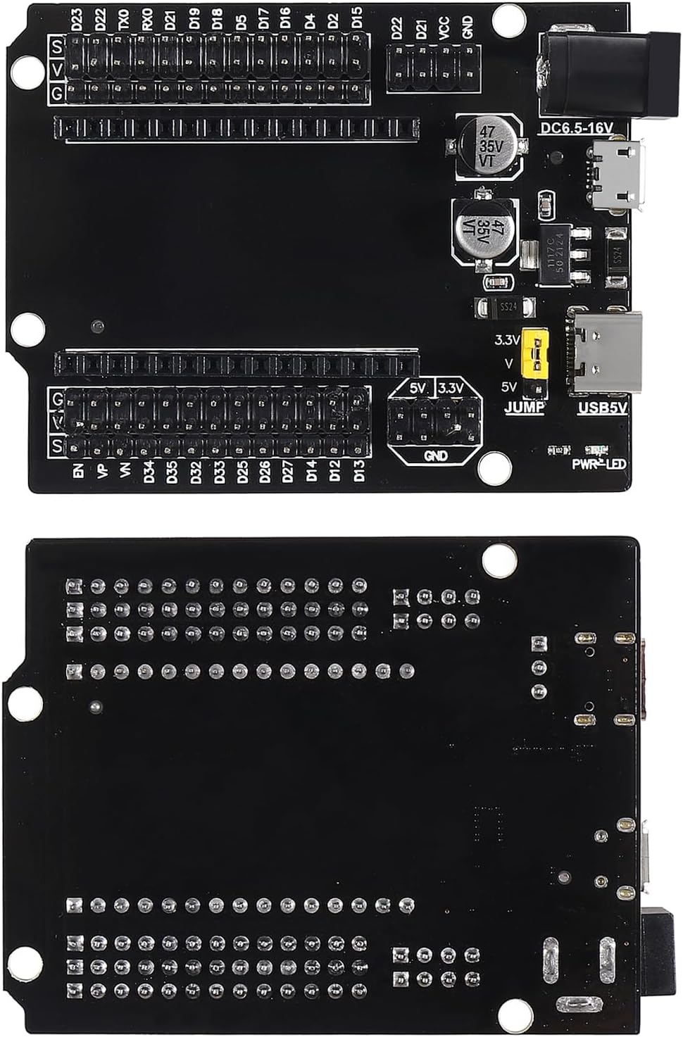 3 Set ESP32 ESP-32S WiFi Development Board NodeMCU ESP-WROOM-32 Microcontroller with ESP32 GPIO Breakout Board 30Pin Type-C Micro USB Dual Interface ESP32 Shield 30P Expansion Board