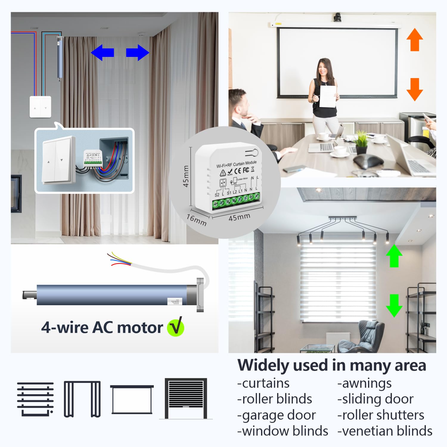 DieseRC WiFi Smart Roller Shutter Controller Module, Tuya APP WiFi Control Compatible with Alexa/Google Home APP Control and Manual Switch, Electric Motor Switch