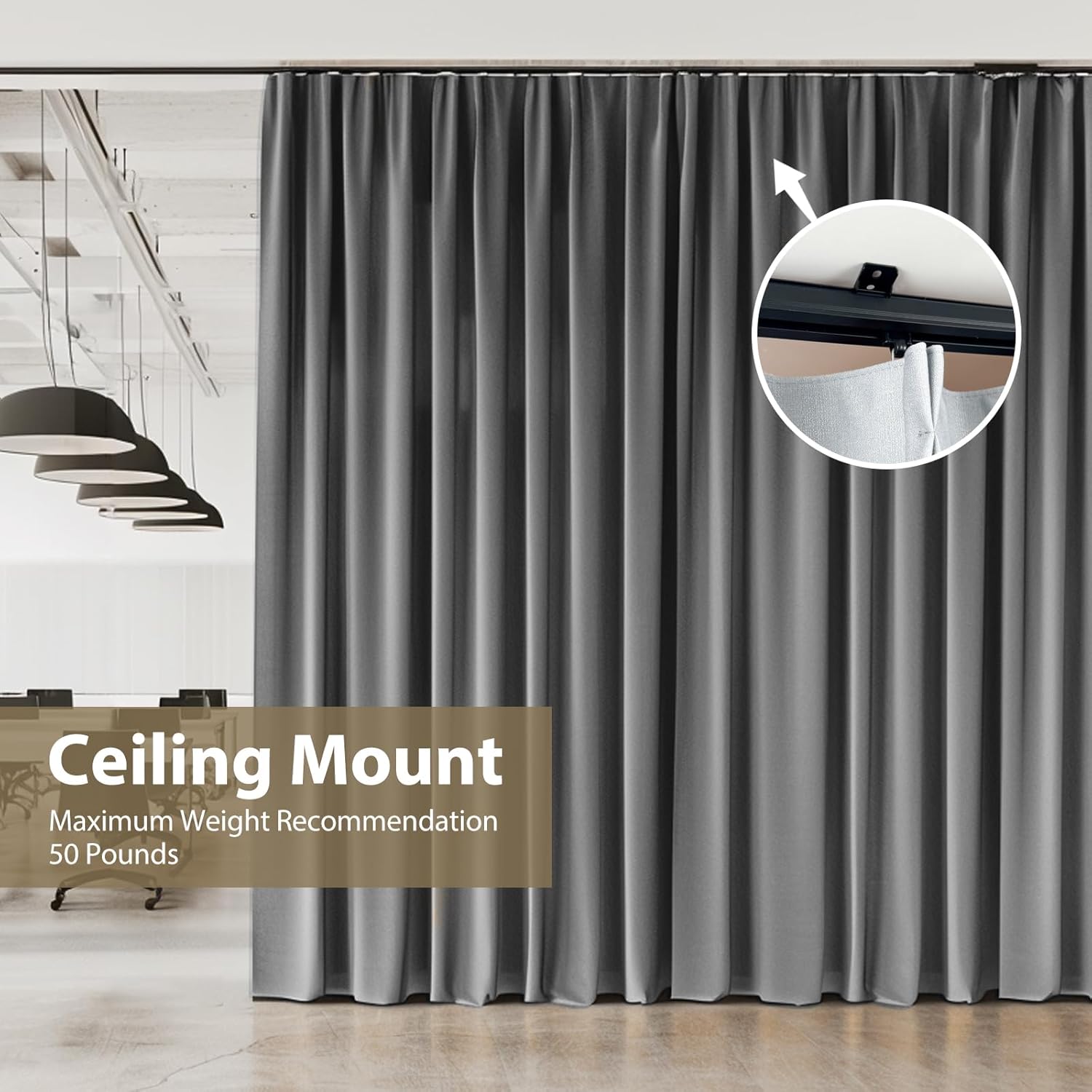 Curtain Tracks Ceiling Wall Mounted Heavy-Duty Curtains Rails Room Divider Track for Living Bedroom Shower Black 3FT To 15 FT
