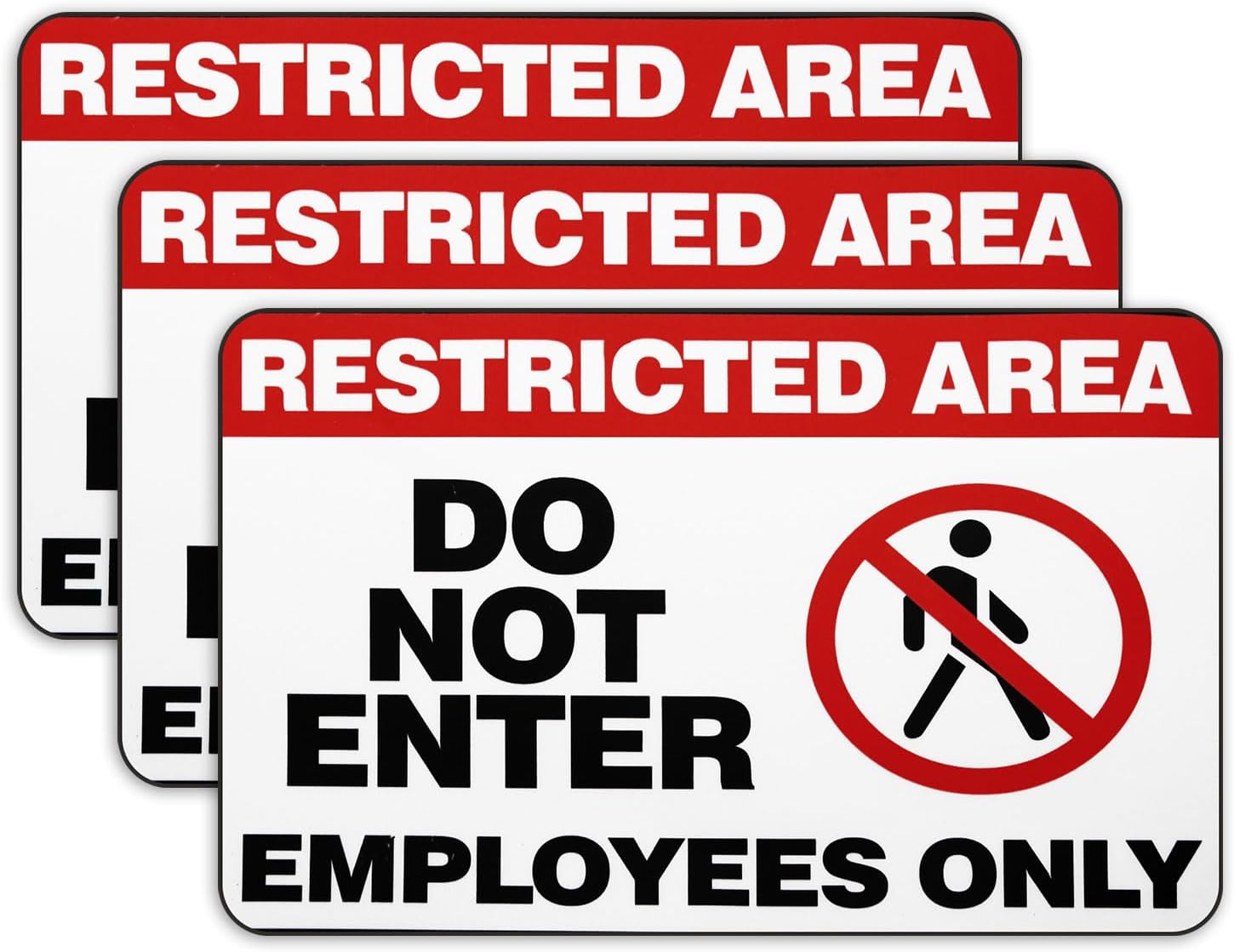 Restricted Area Sign, 3 Pack Magnetic Do Not Enter, Employees Only Signs, 10 x 7 Inch Premium Magnetic Signs, UV Protected, Waterproof, Weatherproof and Fade Resistant, Indoor & Outdoor