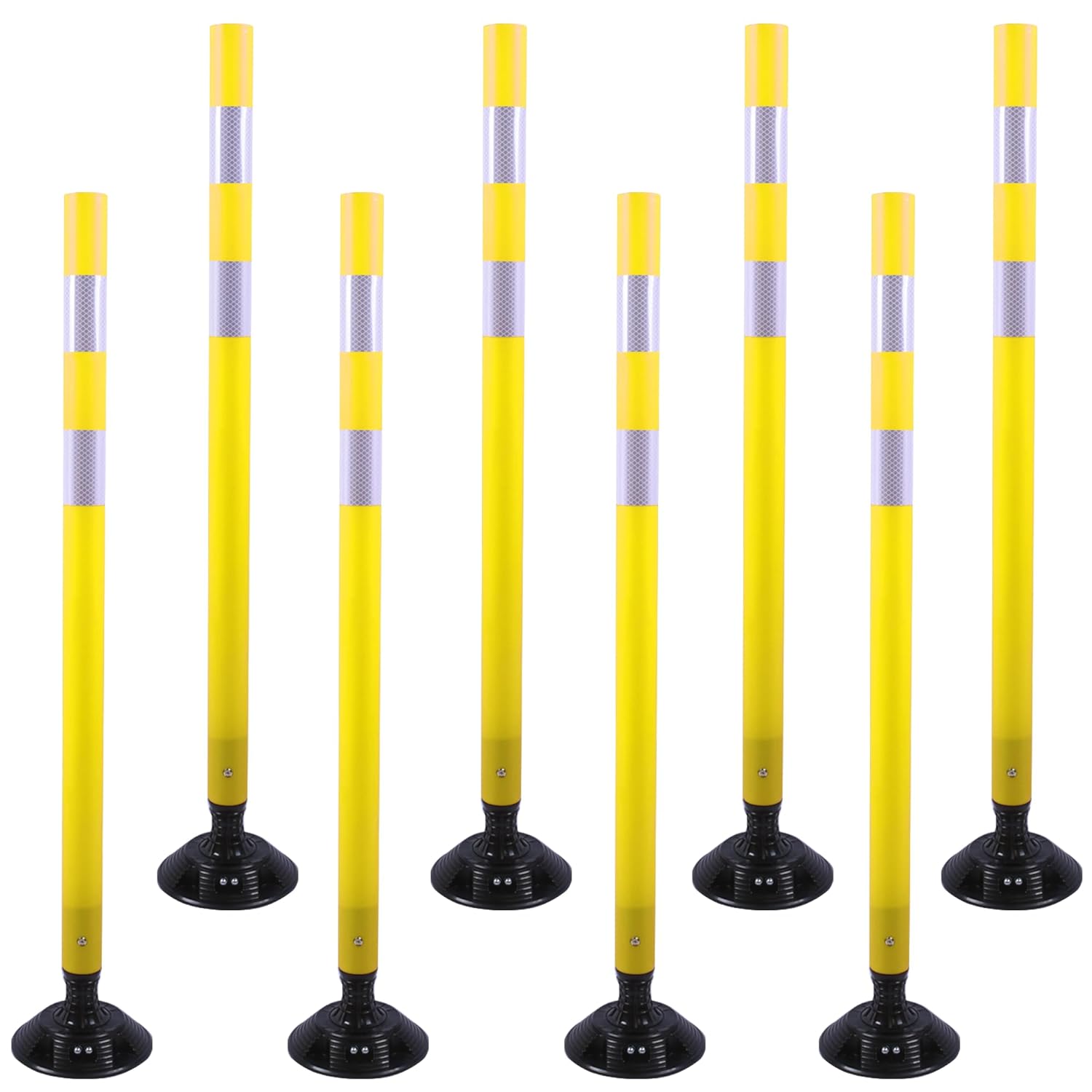 OrangeStar 8 Pack Delineator Post 48" Yellow Traffic Delineator Cones with Fixable Base for Road Safety, Parking Lots