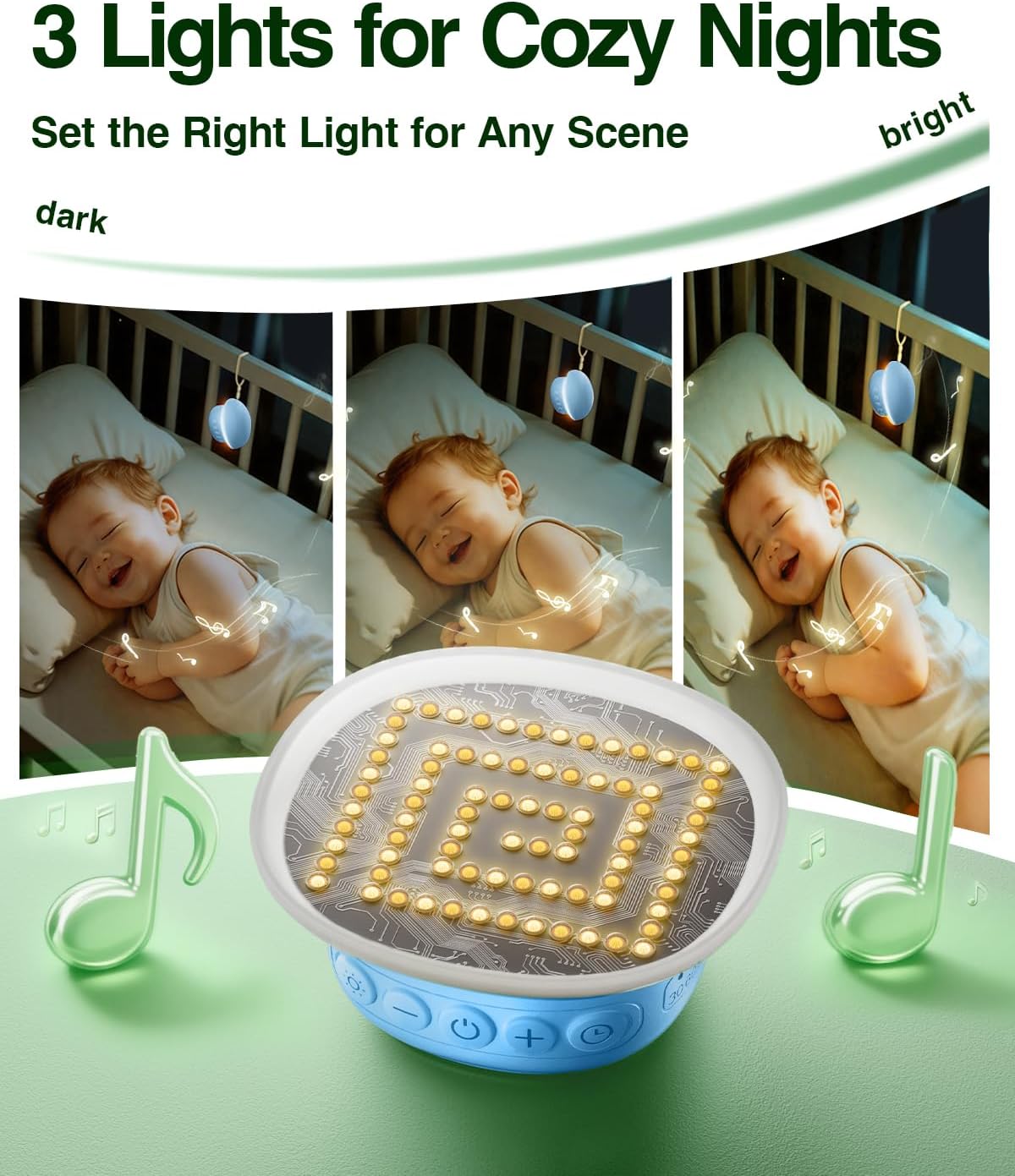 Portable White Noise Sound Machine for Baby, Kids & Adults, 20 Non-Looping Sounds, 48H Playtime, 30 Level Volume, Memory, 3 Timers & Night Light, Sound Therapy for Sleep, Home, Travel, Office, Gift