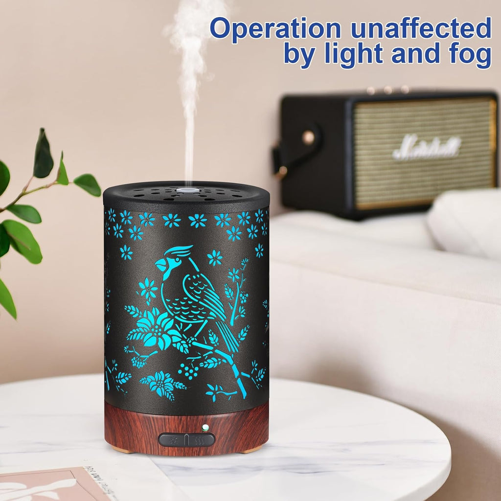 Essential Oil Diffuser- Aromatherapy Diffuser with7 Colors Light and Auto-Off for Women Metal Cool Mist Humidifier for Home and Office for Mom Women（Cardinal）