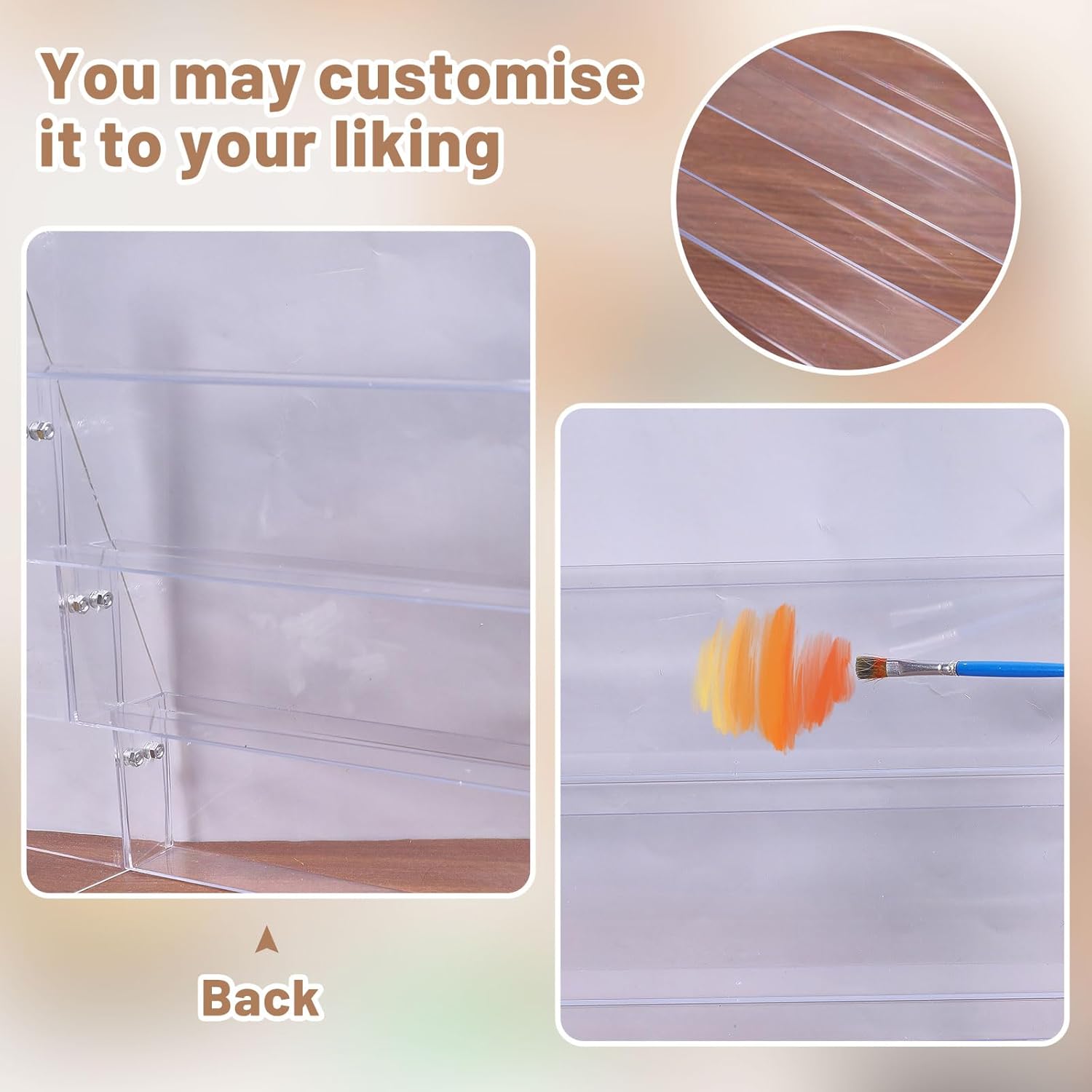 GLOBLELAND 4-Tier Clear Acrylic Sticker Display Stand Sticker Display Rack Holder Portable Card Display Rack for Greeting Cards Vendors Retail Business Brochure Postcard