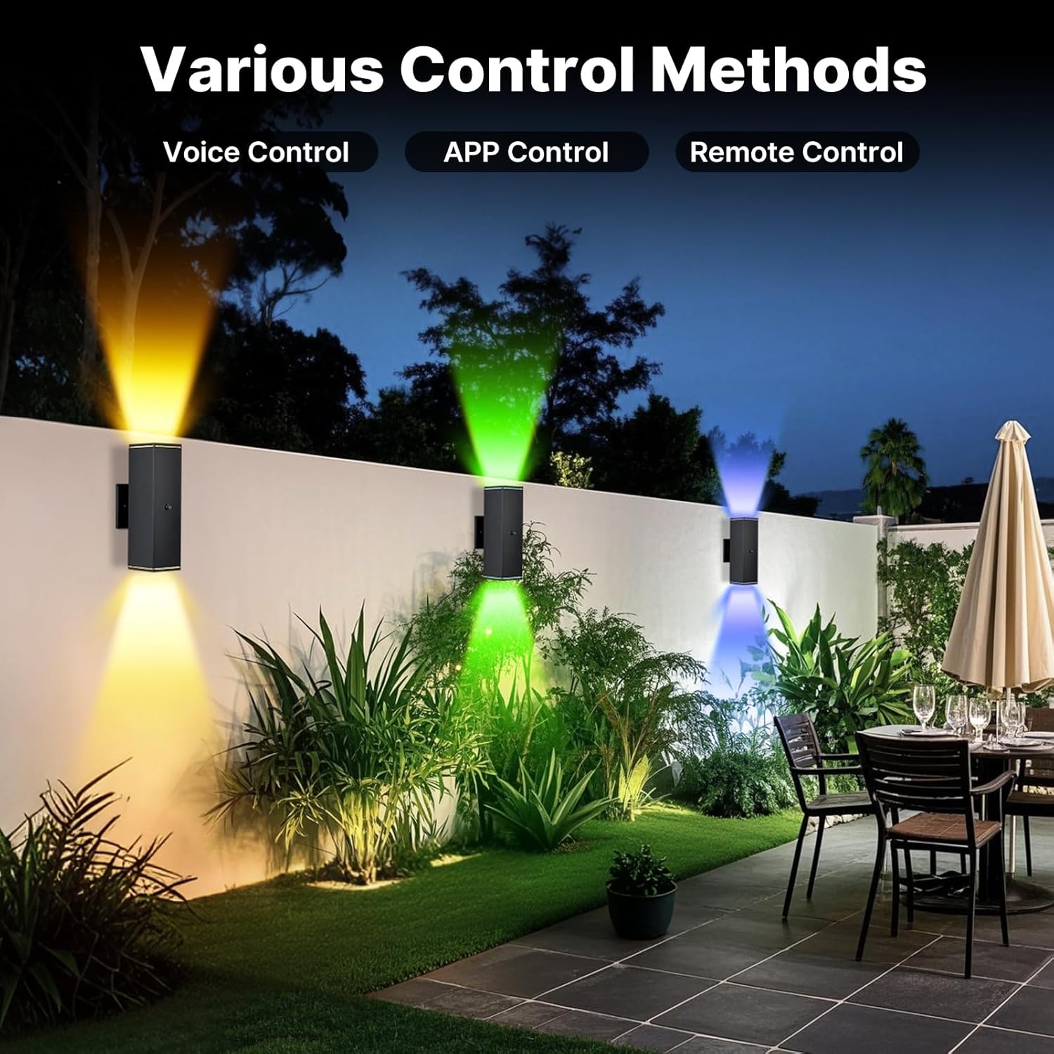 Outdoor Wall Lights 1 Pack, RGBCW Exterior Lighting Sconce,2700K-6500K Dimmable Smart Porch Lights Outdoor for House Patio Garage, Compatible with Alexa/Google Assistant, Bulb Included