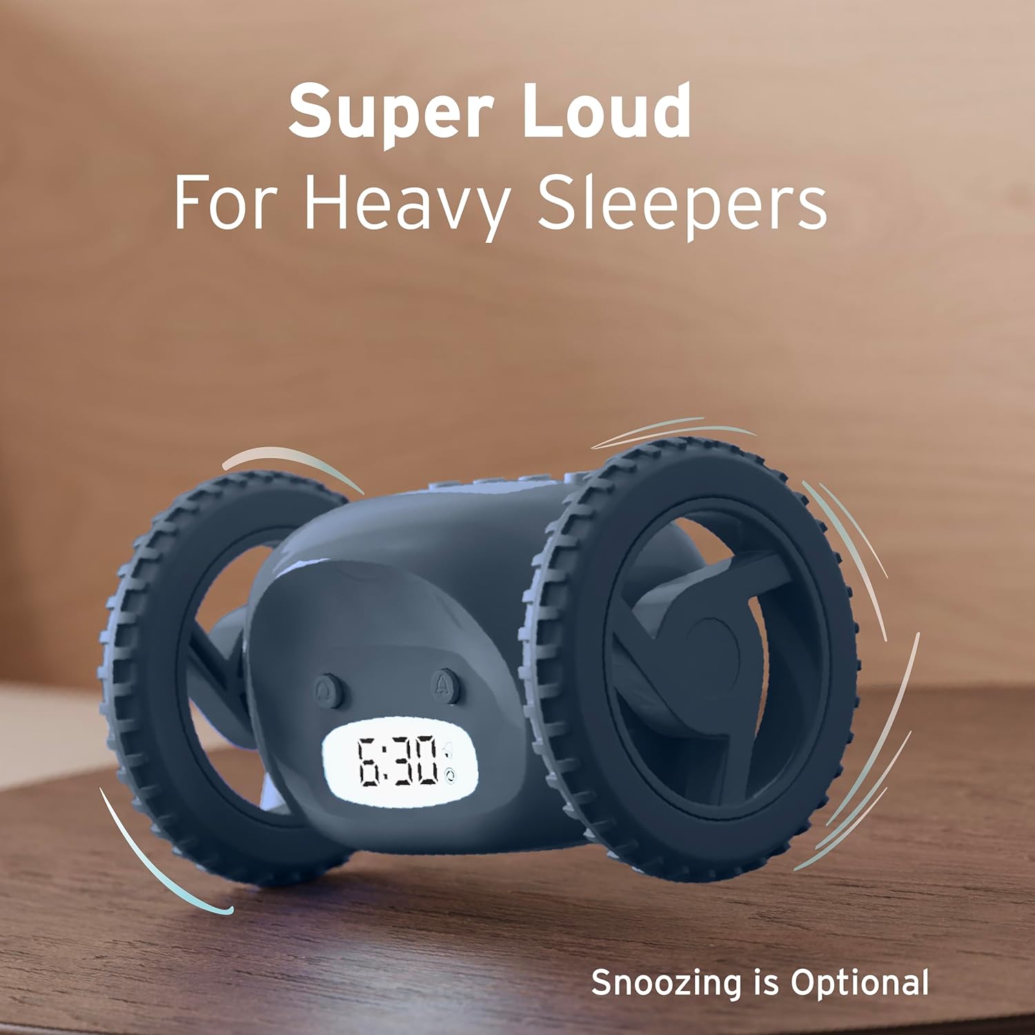 CLOCKY Extra Loud Alarm Clock for Heavy Sleepers on Wheels Rolls Runs Away Vibrating, Easy to Set Super Smart Snooze Digital Bed Shaker Alarm Clock Funny Gift for Adults Kids Teens Bedrooms (Slate)
