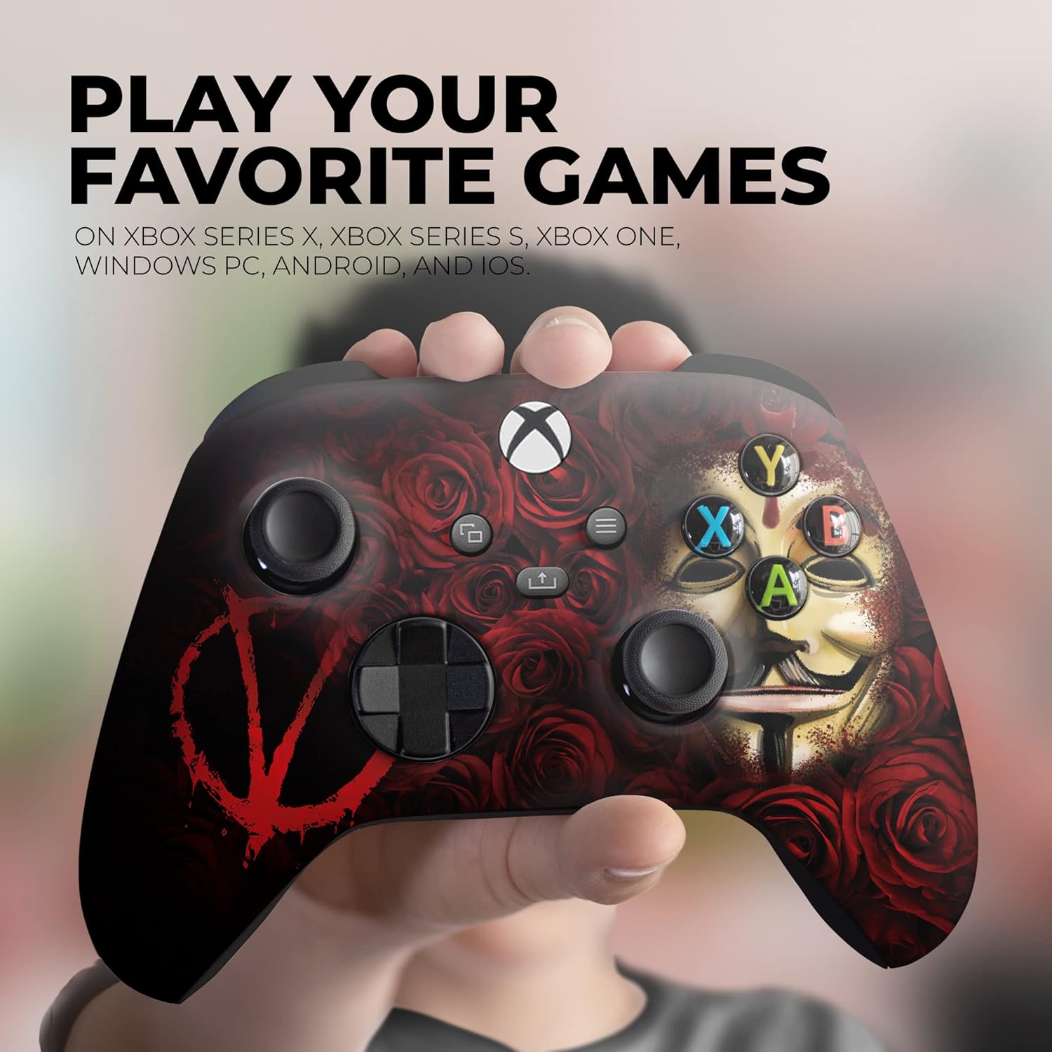 DreamController V For Venddeta Custom X-box Controller Wireless compatible with X-box One/Series X/S Proudly Customized in USA with Permanent HYDRO-DIP Printing (NOT JUST A SKIN)