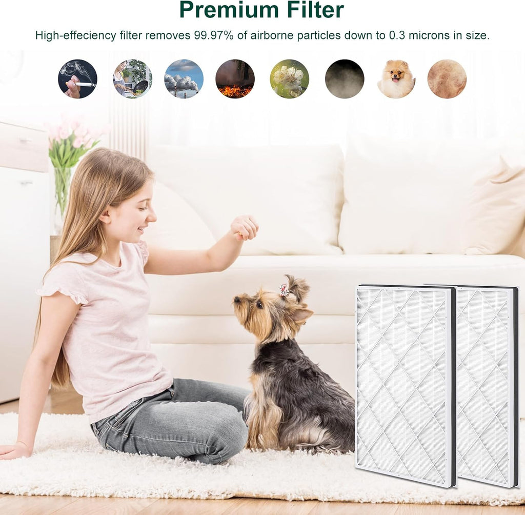 HE601 Replacement Filter for Shark HE6FKPET HE601 HE602 6 Fan Air Purifier, H13 3-in-1 Filter System - Absorbs 99.97% Particulates, Part # HE6FKPET, HE6FKBAS, HE6FKPRO, 2 Pack
