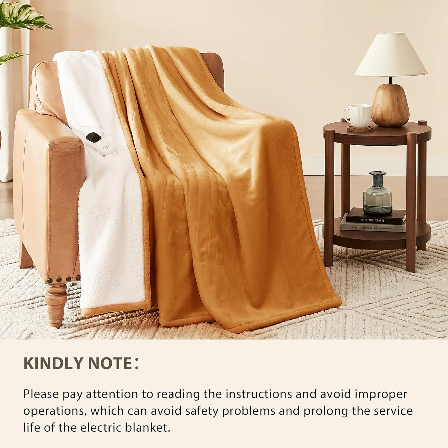 Homemate Electric Heated Blanket King Size - 100"x90" Heating Blanket King Size Dual Control 1/2/4/6/8 Hours Auto-Off 10 Heat Level Over-Heat Protection Flannel Sherpa ETL Certification