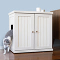 The Refined Feline Cat Litter Box Enclosure Cabinet, Cottage, White, Adjustable Levelers, XLarge, Hidden Litter Cat Furniture with Drawer