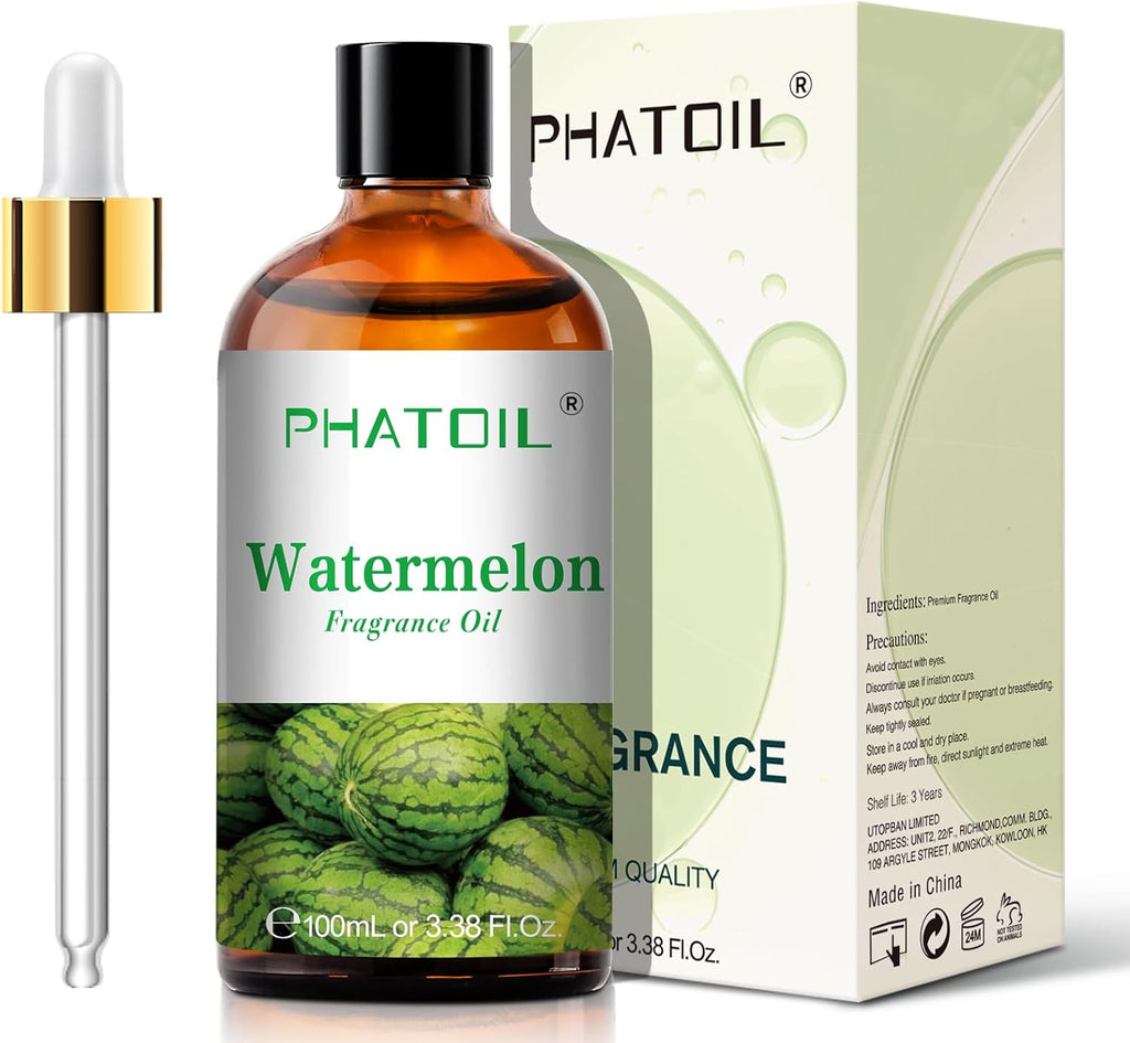 PHATOIL 3.38FL.OZ Watermelon Fragrance Oils for Aromatherapy, Essential Oils for Diffusers for Home, Perfect for Diffuser, Yoga, Skin Care, DIY Candle and Soap Making - 100ml