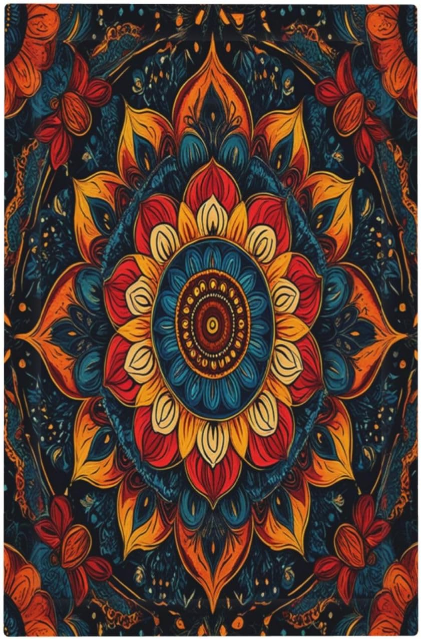 Boho Colorful Mandala 1-Gang No Device Blank Wallplate Electrical Light Switch Covers Decorative Receptacle Face Plate Cover for Bathroom 5 X 3 IN