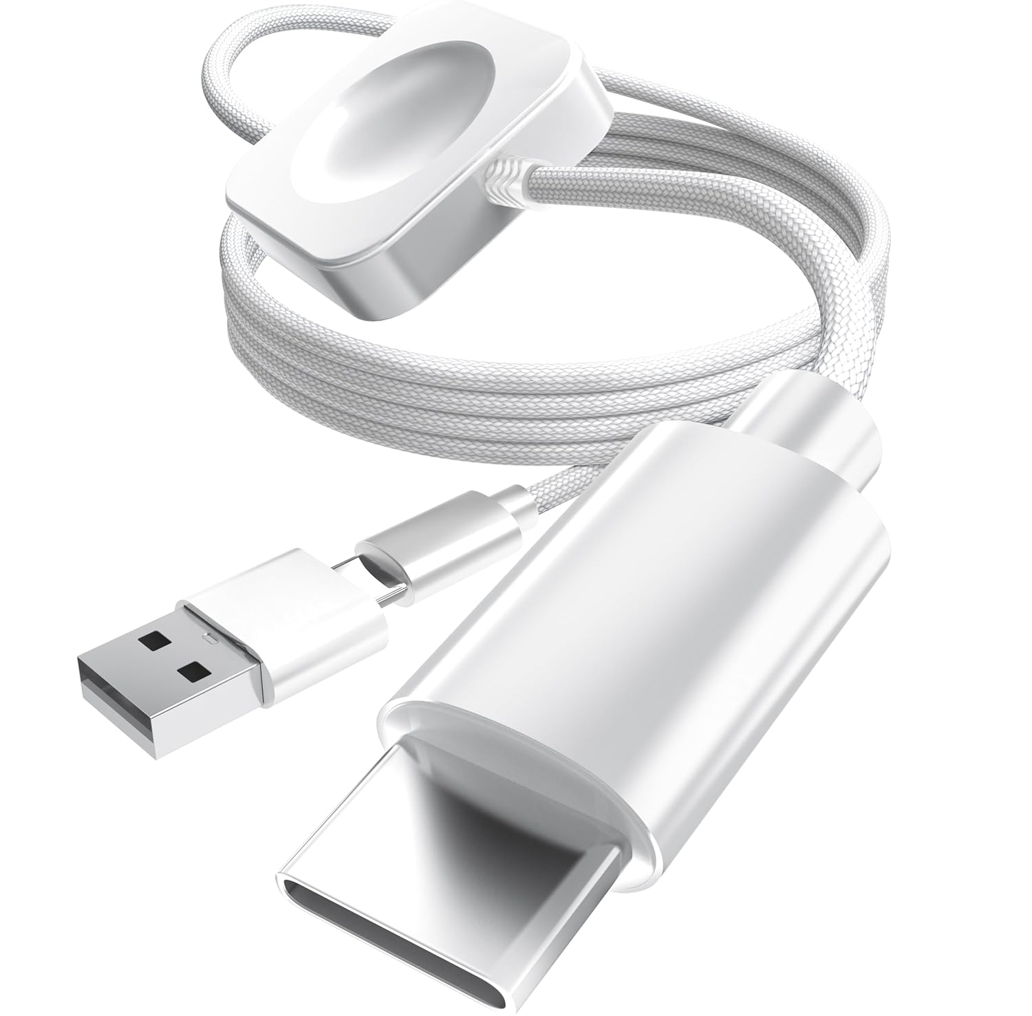 CTREEY 2-in-1 Fast Charging USB C to C Cable with Built in Apple Watch Charger for iPhone 17/16/15, iWatch Ultra 3/2/1 & Series 1-11, Vacation Camping Essentials, Portable for Samsung/Google, iPad