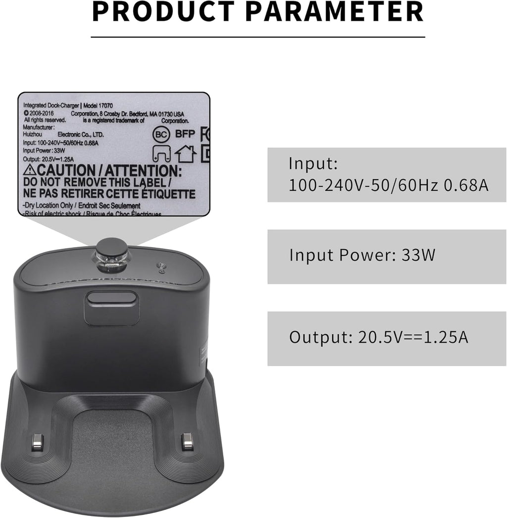 RDSJK Roomba Charger Dock, Replacement for iRobot Roomba e5 e6 i1 i3 i4 i5 i6 i7 i8 j5 j7 j9 Series & All 500 600 700 800 900 Series - Charger ADF-N1 17070 17064 4452369