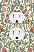 Outlet Covers Boho Red Floral Morris Plant Leaves 1 Gang Duplex Light Switch Cover Decorative Switch Plates Electrical Receptacle Faceplate Wall Plate For Farmhouse Cabin Decor