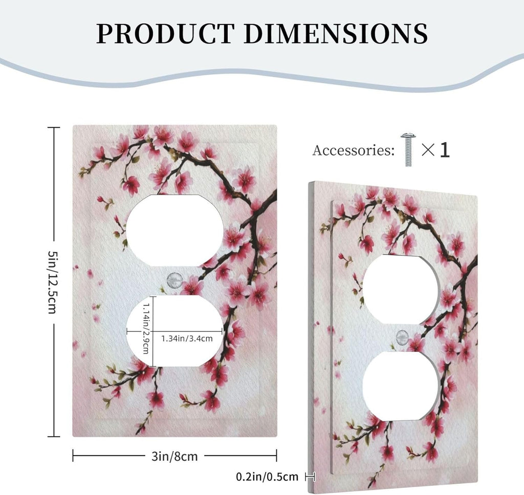 Branch with Pink Flowers Light Switch Cover 1 Gang Outlet Plate Single Duplex Wall Plate Covers Decorative Switchplate Covers Electrical Faceplate for Home Decor