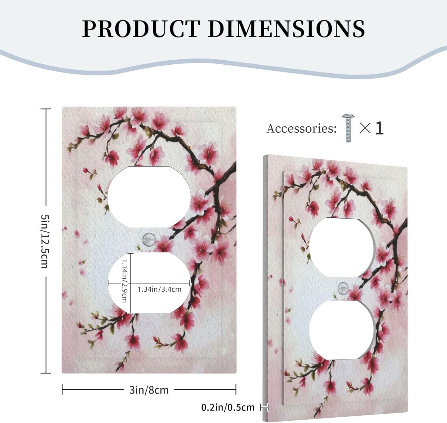 Branch with Pink Flowers Light Switch Cover 1 Gang Outlet Plate Single Duplex Wall Plate Covers Decorative Switchplate Covers Electrical Faceplate for Home Decor