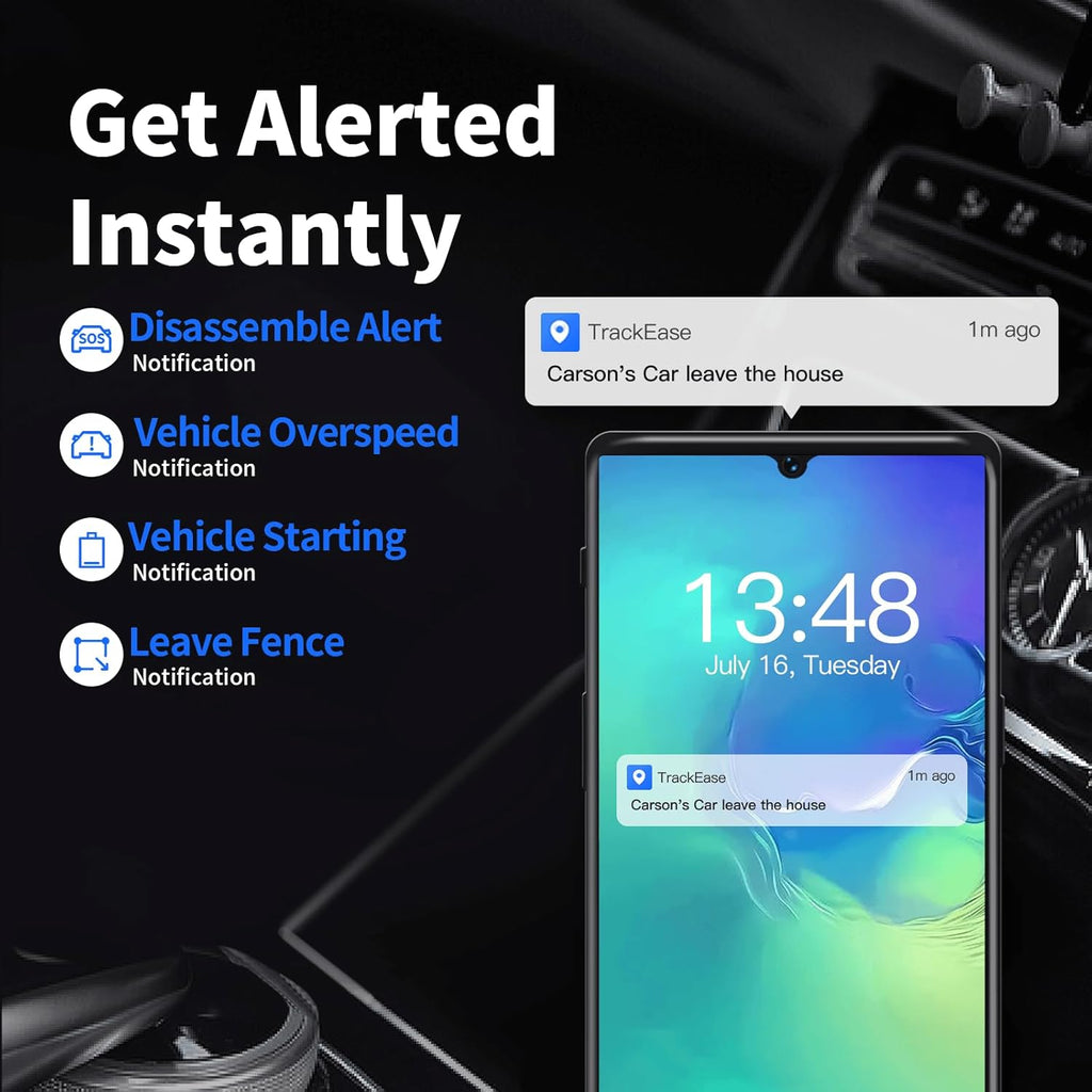 Wired GPS Tracker for Vehicles, No Monthly Fee, No Subscription, Real-Time Tracking, 4G SIM and Data Included, Trip History, GeoFence, Driving Alerts, Waterproof
