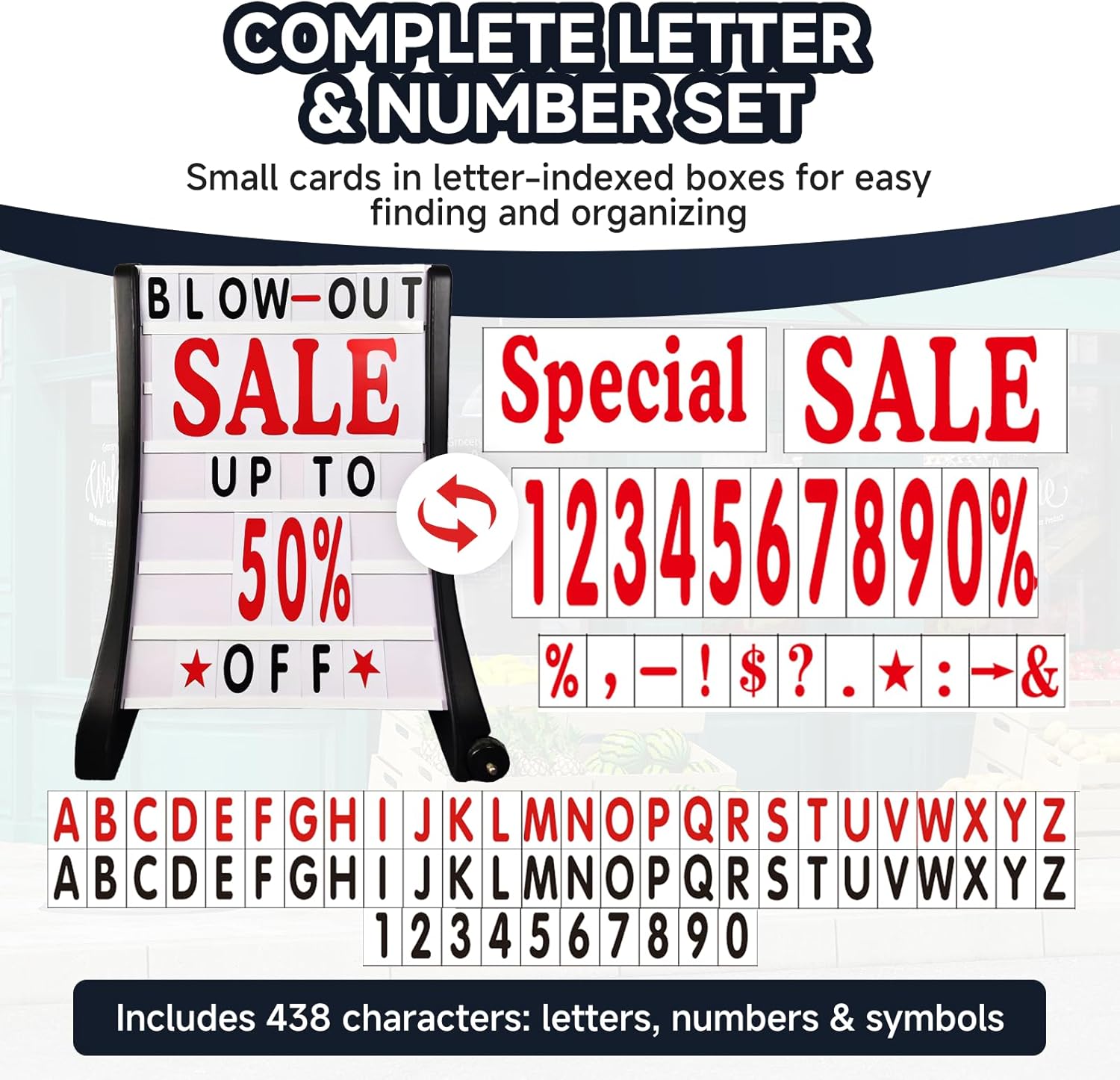 24"x39" Changeable Message Board Sidewalk Sign, Standard Portable A-Frame Sign & Letter Kit for Outdoor,Business, Large Black Standing Frame with Wheels, Water-Fillable and Wind-Resistant