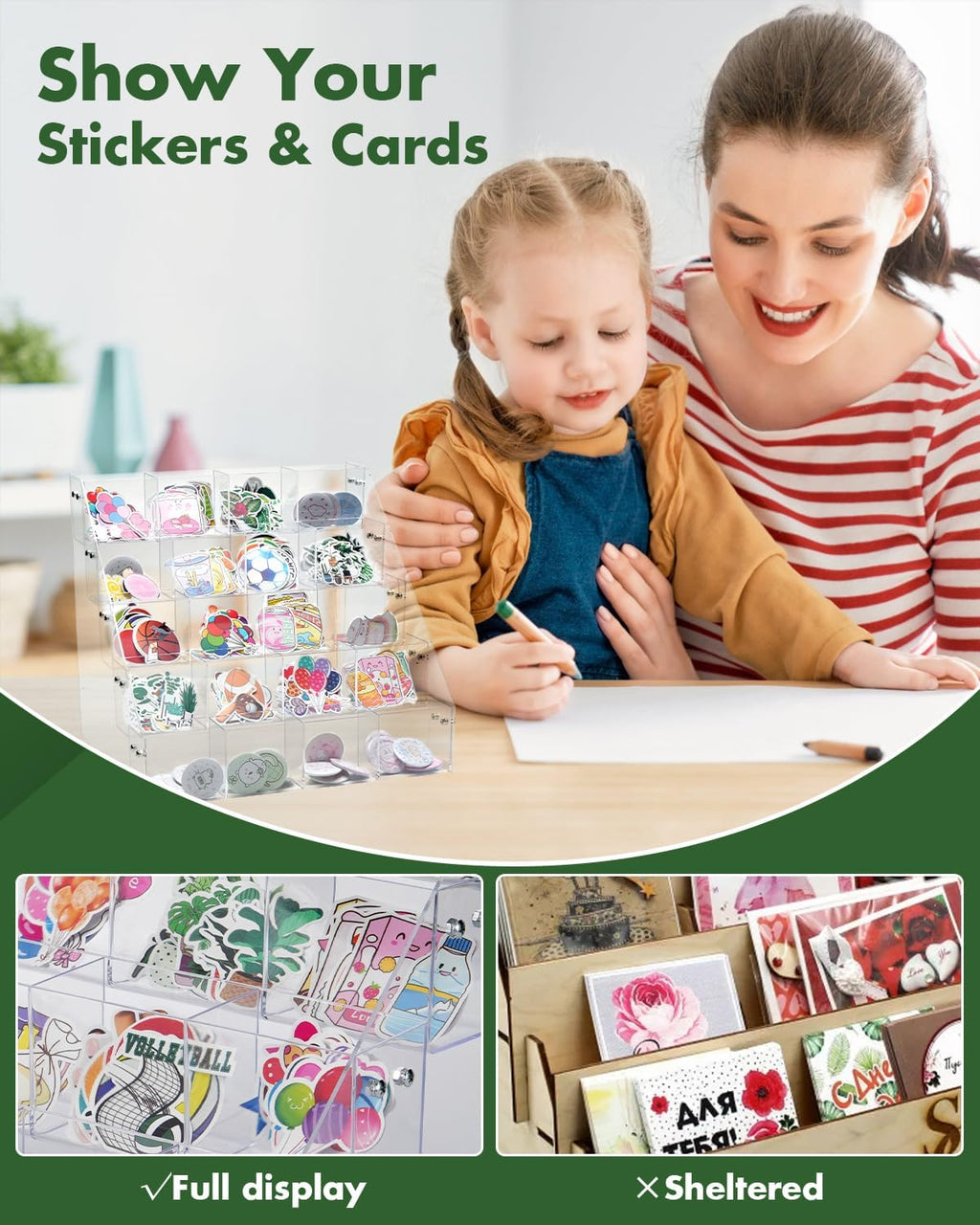 UCEC Sticker Display Stand 5 Tiers Acrylic Stand, 20 Pockets Sticker Holder Display, Versatile Event Organizer for Trade Shows, Retail Stores, and Supplier Meetings
