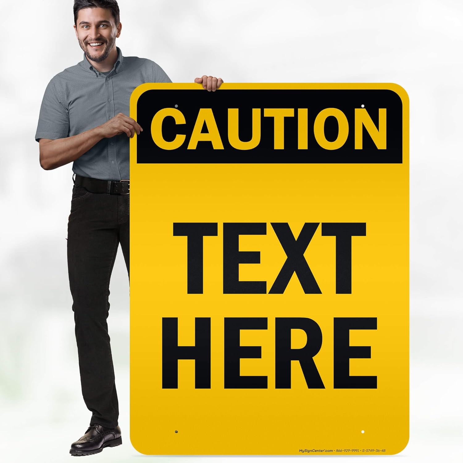 Custom Caution Sign, OSHA Sign, 36x48 Inches, Reflective, Rust Free DiBound, Fade Resistant, Made in USA by My Sign Center