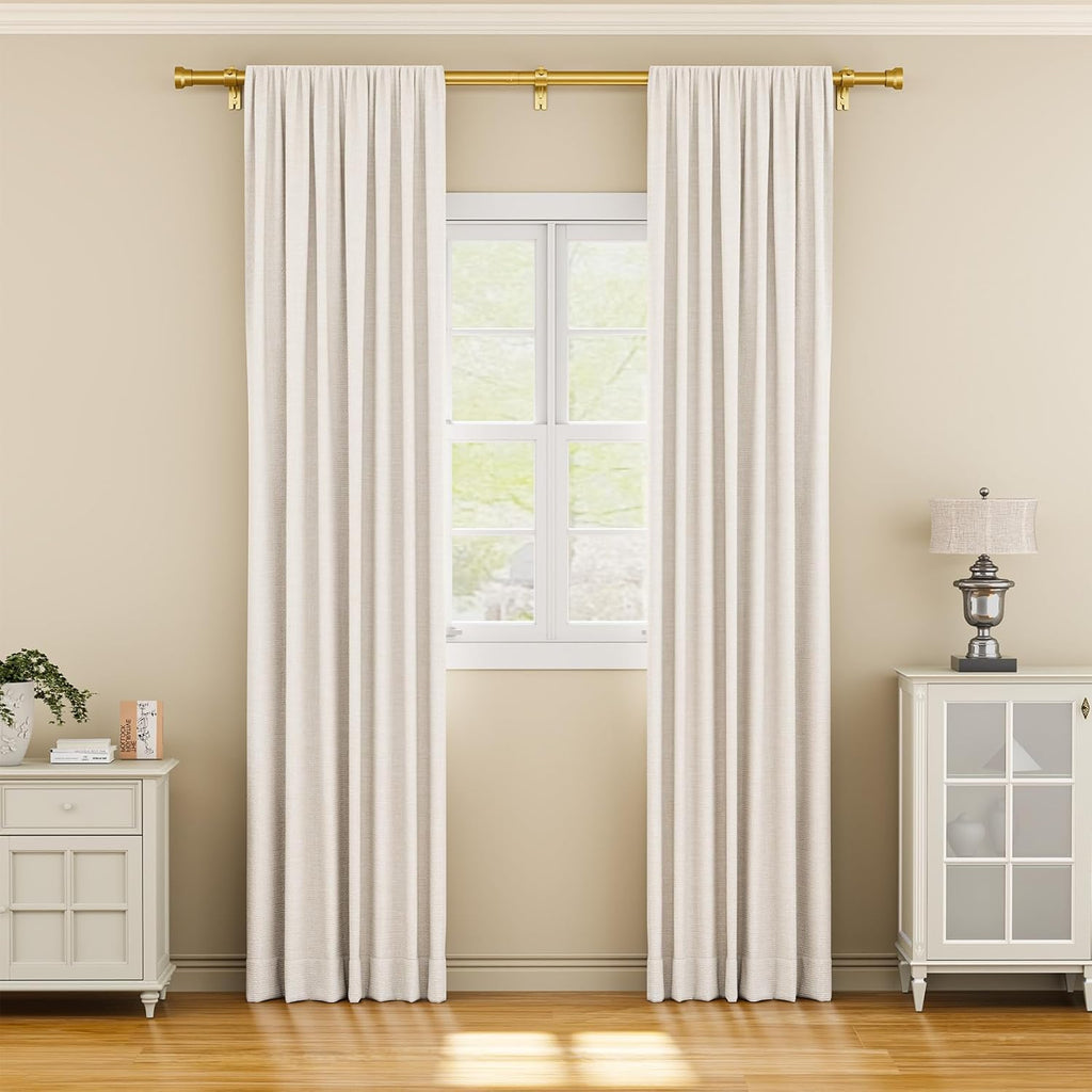Curtain Rod 2 Pack 32-84 Inch, Heavy Duty 1 Inch Curtain Rod, Gold Long Adjustable Window Treatment Rods, Modern Design, Easy Installation