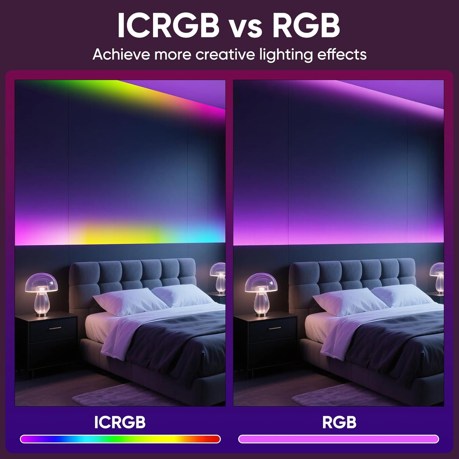 Led Lights for Bedroom IC+RGB 166FT Music Sync Color Changing Led Strip Lights with Remote App Control Led Strip, Led Lights for Room Home Kitchen Decor Party