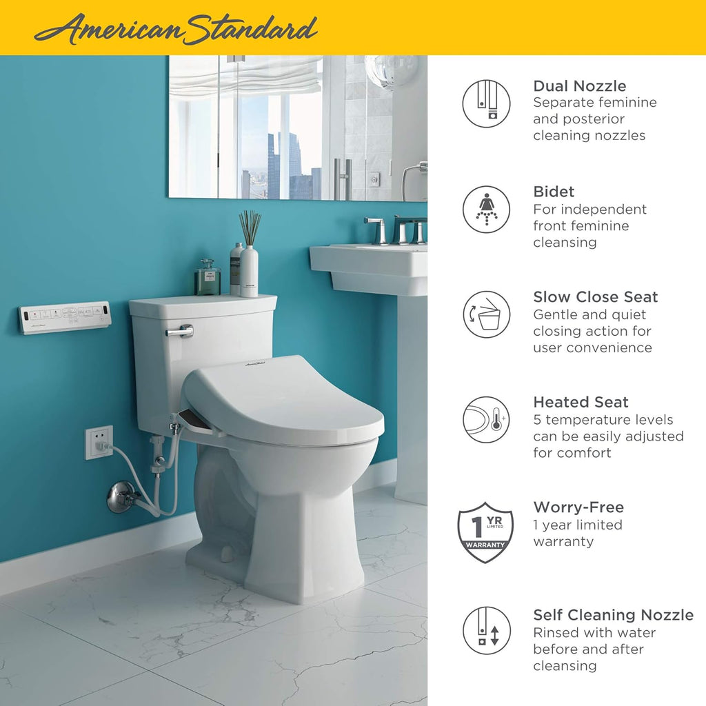 American Standard 8012A80GRC-020 Advanced Clean AC 2.0 SpaLet Bidet Seat with Remote Control Operation, White
