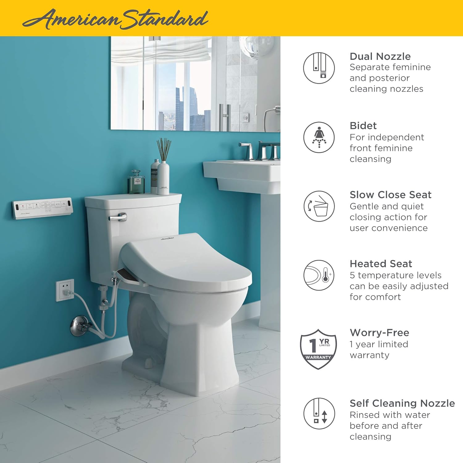 American Standard 8012A80GRC-020 Advanced Clean AC 2.0 SpaLet Bidet Seat with Remote Control Operation, White