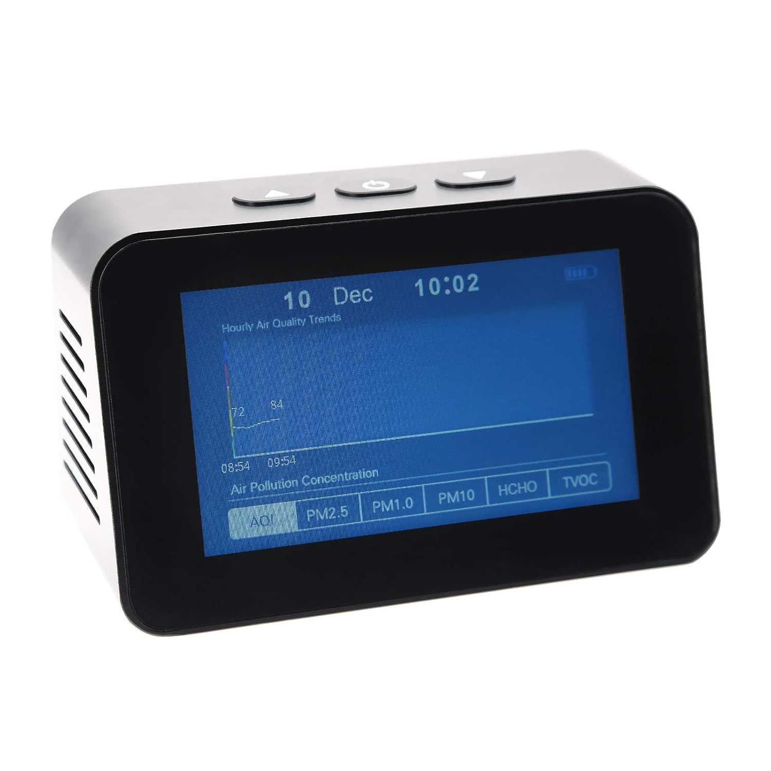 9 in 1 Air Quality Detector Smart Air Quality Monitor AQI, PM2.5, PM1.0, PM10, Formaldehyde (HCHO), TVOC, Temperature, Humidity, Time/Date/Alarm Multifunction