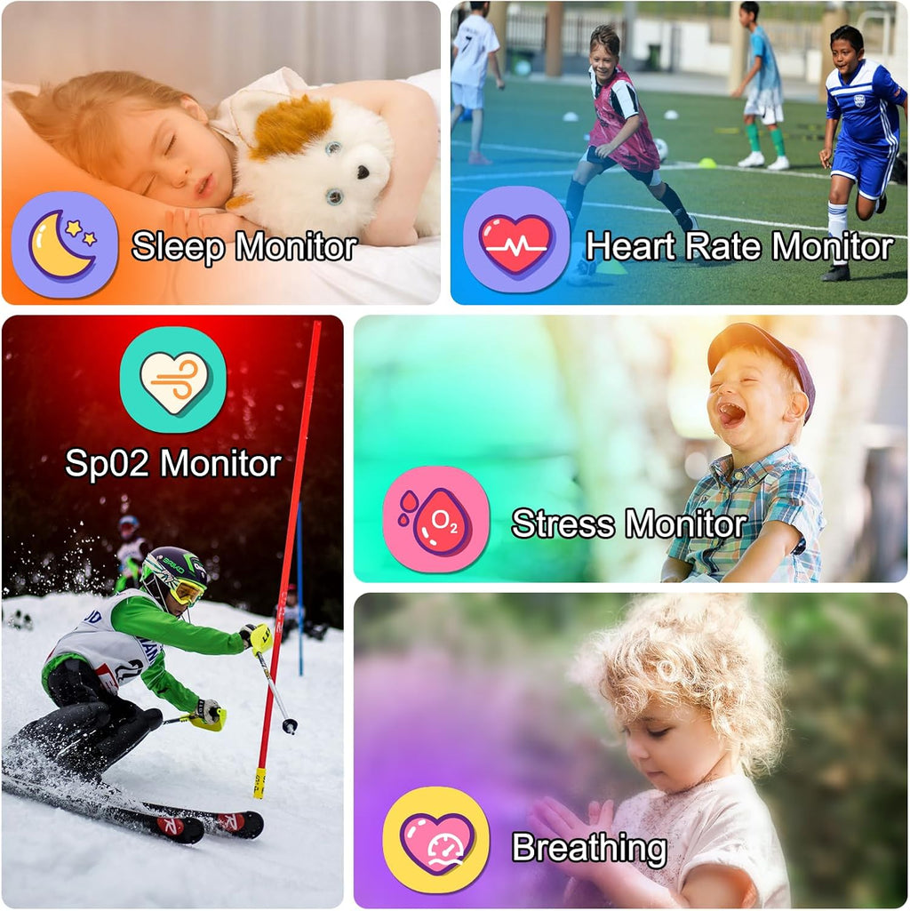 Smart Watch for Kids, 1.85" Fitness Tracker with Heart Rate, Sleep Monitor, IP68 Waterproof Smartwatches with Video Music, Pedometer, Game, NO APP/Phone, Gift for Boys Girls. (Classic, Black)