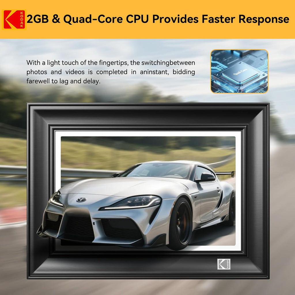 KODAK WiFi Digital Picture Frame, 1920 x 1200 Touchscreen Digital Photo Frame, 10.1 Inches Intelligent Electronic Picture Frame with 32 GB, Auto-Rotate, Share Moments Instantly Gifts