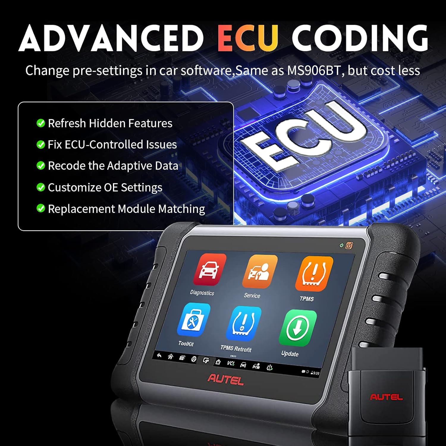 Autel MaxiPRO MP808Z-TS Scanner (2-Year Free Updates) - New ECU Coding Scan Tool with TPMS Relearn Rest Programming, Upgraded of MP808BT PRO /MP808BT, Active Test, 36+Service, Full System Diagnose
