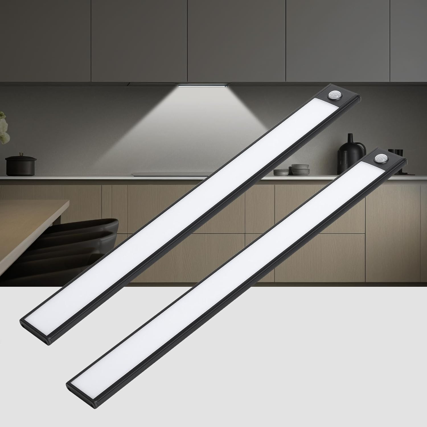 Under Cabinet Lights, 69 LED Closet Lights Wireless USB Charging, 3000mAh Battery Operated Motion Sensor Lighting Indoor 3 Color Dimmable 2 Pack