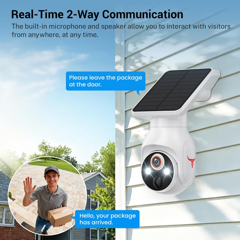 1080P Security Camera Wireless with Solar Panel, Smart AI Human Detection, 2-Way Talk, 360 Surveillance Cam, Color Night Vision, Real Time Alerts, 2.4G Wi-Fi, Cloud Storage (Sold Seperately)