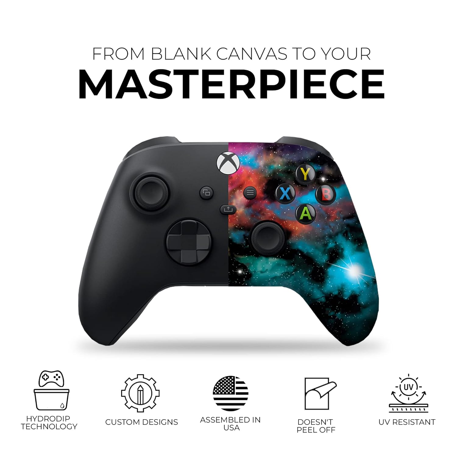 DreamController Galaxy Custom X-box Controller Wireless compatible with X-box One/X-box Series X/S Proudly Customized in USA with Permanent HYDRO-DIP Printing (NOT JUST A SKIN)