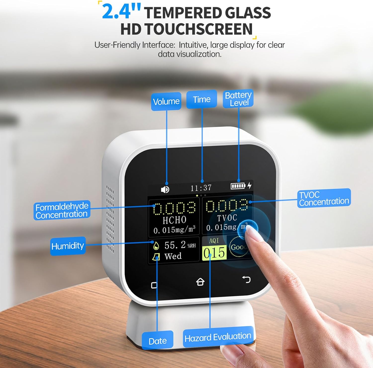 Air Analyzers Formaldehyde Detector for HCHO TVOC Display with Alarm Systems Historical Data Trackings HCHO TVOC Meter with Data Logging