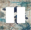 Blue Green Sea Turtle Tropical Ocean Coral Nautical Map Decorative Outlet Covers 2 Gang Double Gfci Rocker Electrical Wall Panels Light Switch Cover Plate For Bed Room Bathroom Decor