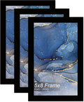 5x8 Picture Frame Set of 3, Black Frame for 5 x 8 Inch Picture Poster Photo, Light Weight and High Transparent 5 by 8 Frame for Wall - 3 Pack/Black/5"x8"
