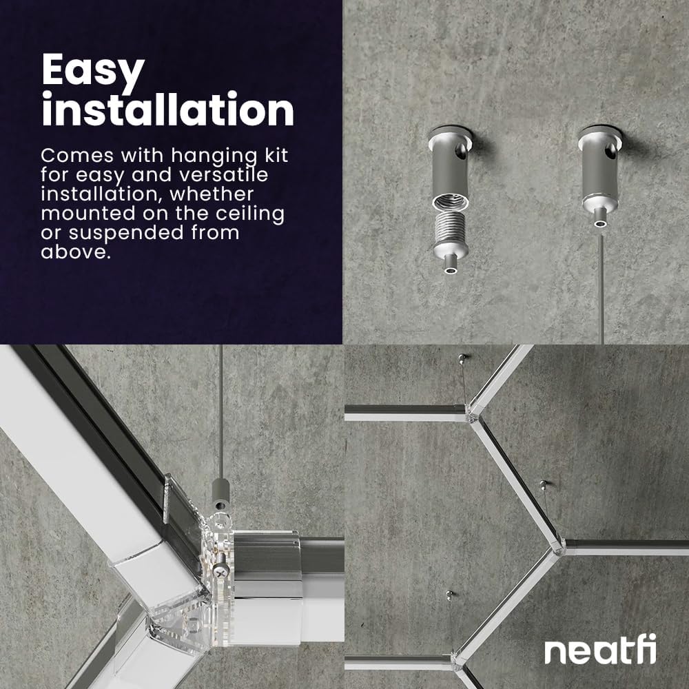 Neatfi 384W LED Garage Light, 42,240 Lumens, 6500K, IP54 Waterproof Ceiling Light for Shops, Car Detailing, Workshops, Gyms, Warehouses, Barber & Beauty Salons (Cool White, 6 Arrows with Hanging Kit)
