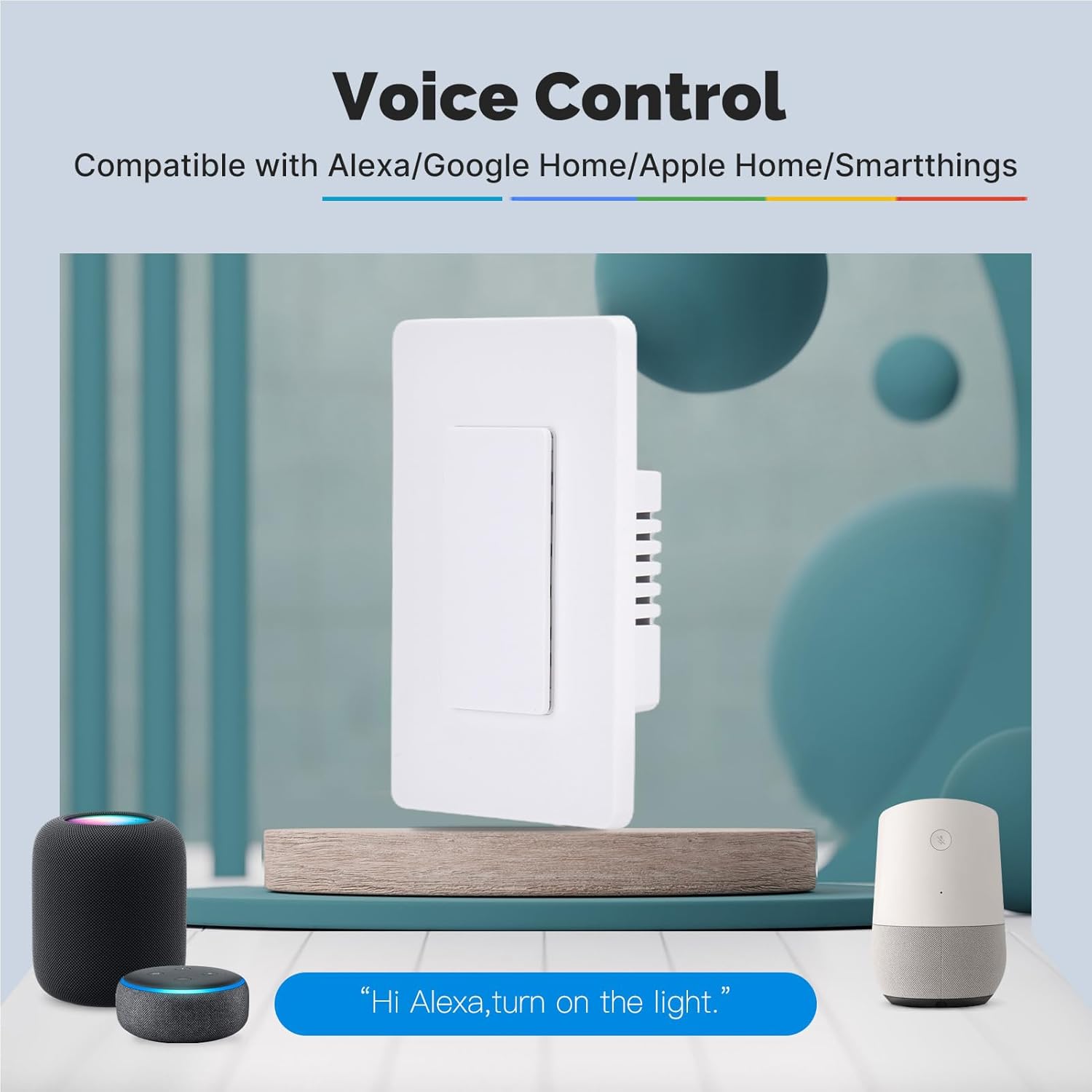 Matter WiFi Smart Light Switches, Netural Wire Required, 2.4GHz Single Pole Switch, Compatible with Alexa Assistant, Remote Control, Voice Control, No Hub Required (1 Way)
