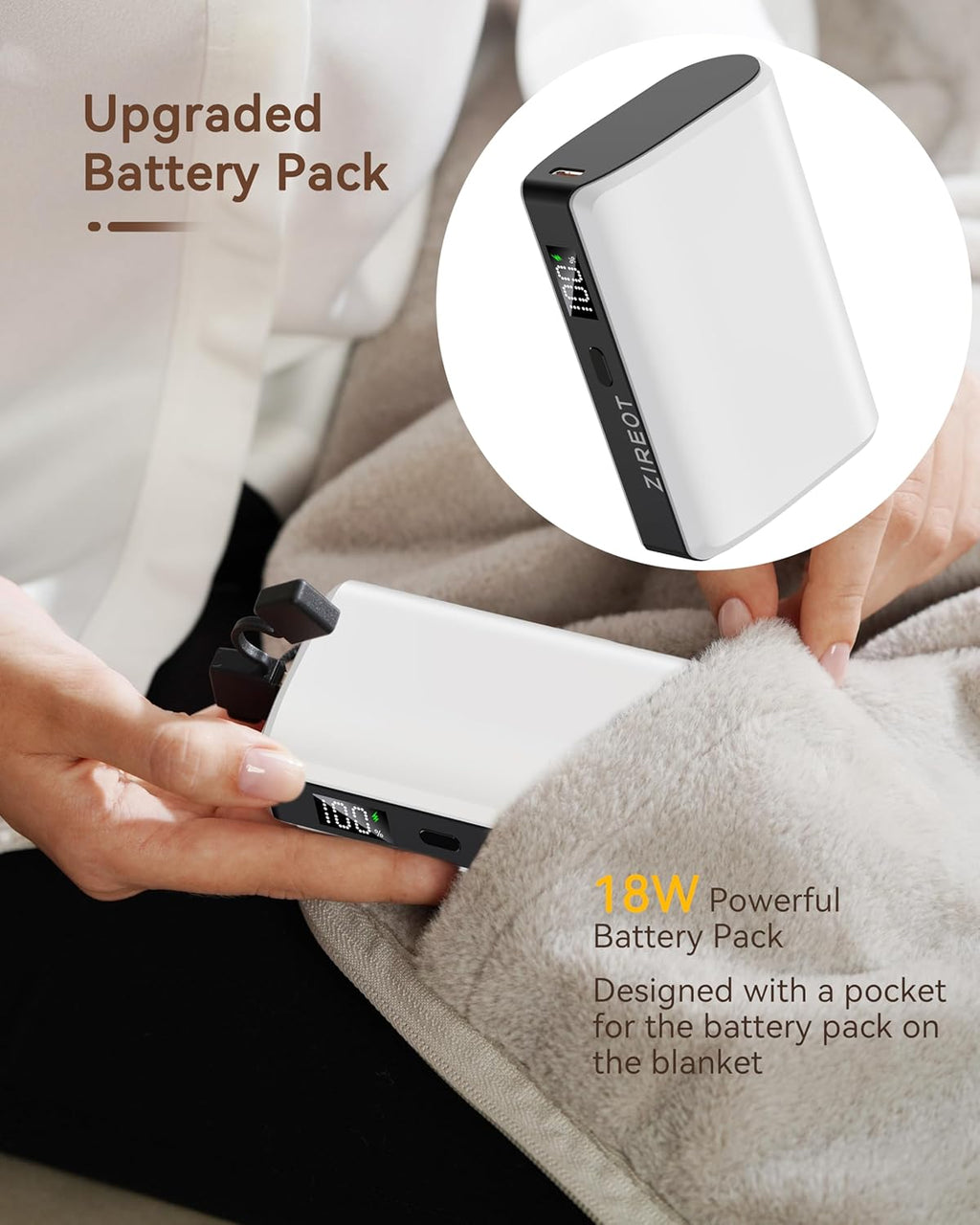 Heated Blanket Battery Operated,with Battery Pack,Cordless USB Heated Shawl,Outdoor Portable Electric Blanket,USB Heated Throw 3 Heating Levels,Softnees Heating Blanket for neeck and Shoulder