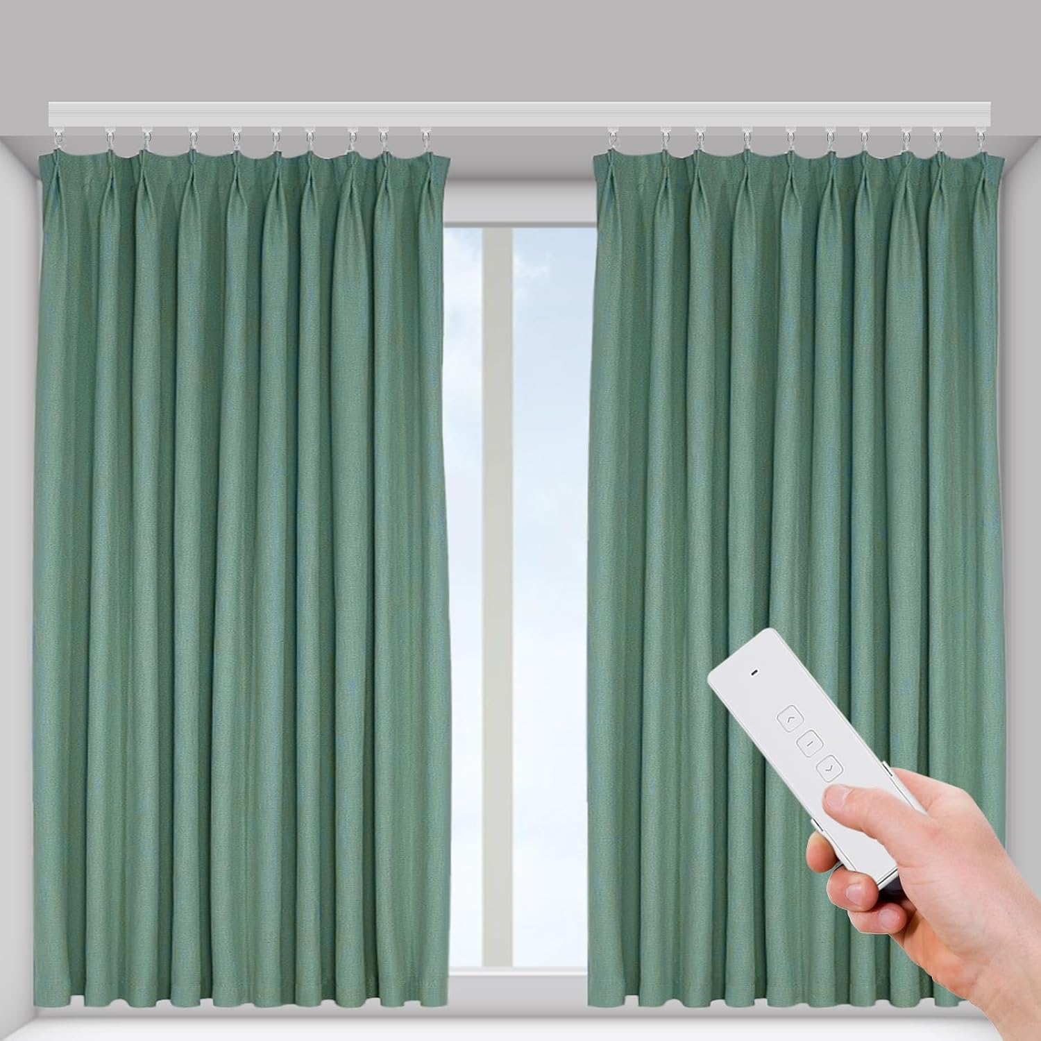 Smart Curtains Track, Automatic Curtain Opener, Electric Curtains with Remote, Motorized Motor, Adjustable Track Length,Remote & App Control, Ceiling or Wall Mounted