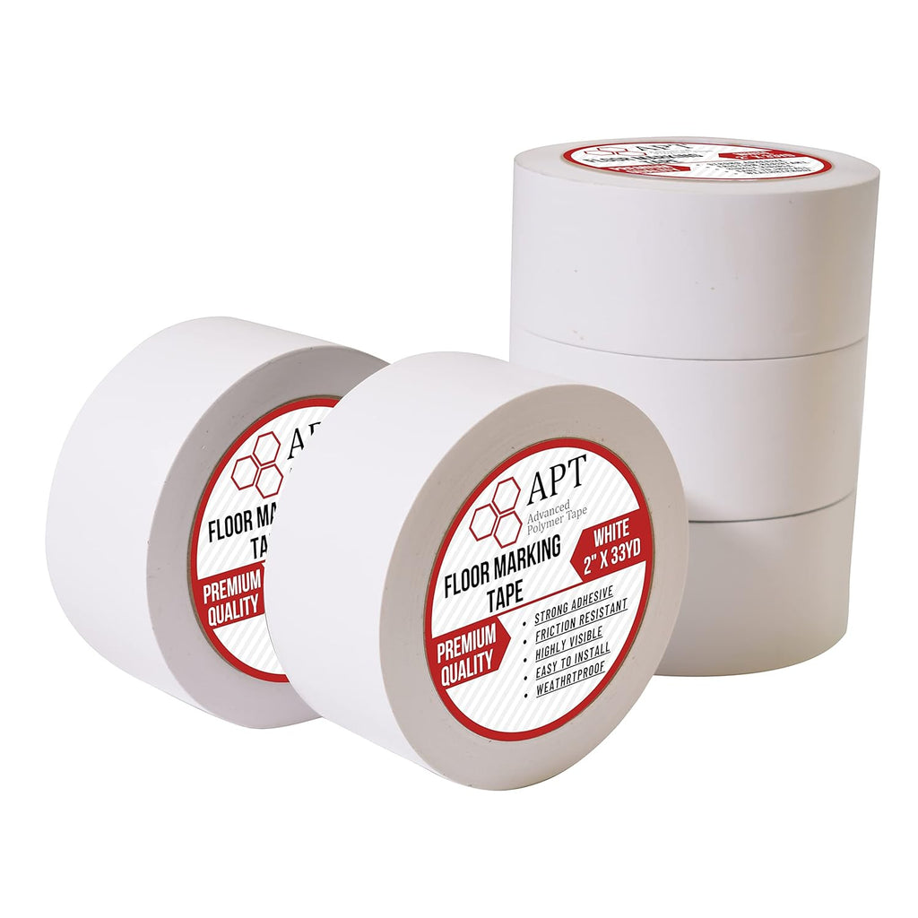 APT, Multi Color Marking Tape, Premium Safety Marking and Dance Floor Splicing Tape, 6 mil Thick (White, 5 Roll)