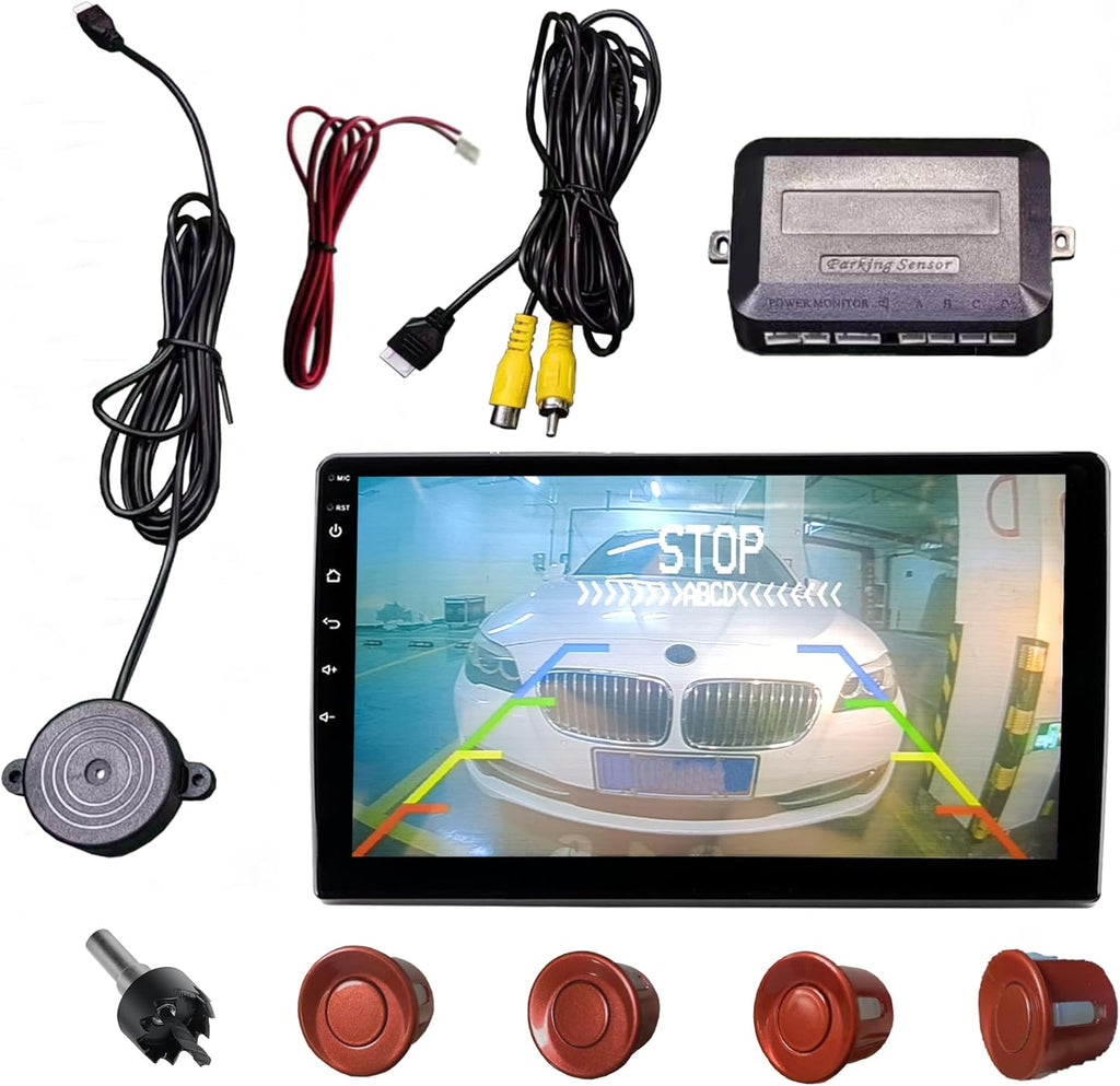 LCD Parking Sensor Kit - Displays Data on Original Screen, Easy Rear Installation, Compatible with All Camera Formats (AHD, CVBS), 18 Probe Colors to Match Any Vehicle