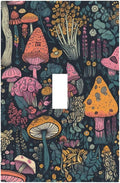 Decorative Light Switch Cover Multicolored Mushrooms Colorful Plant Single Toggle Switchplate 1 Gang Personalized Wall Plate Switchcover Decora Light Switch Plate for Home Office Decor