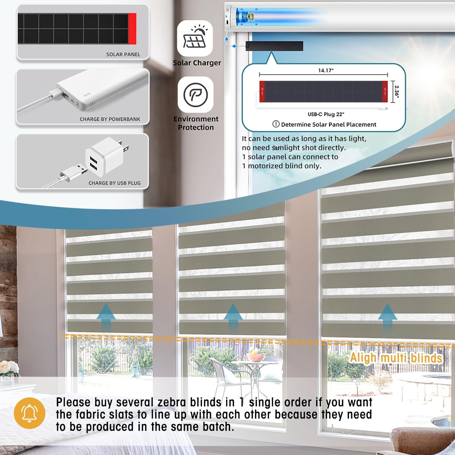 SmartWings Motorized Zebra Shades with Valance Work with Homekit Thread Alexa Z-Wave Smart Dual Layer Shades with Remote Control, Automatic Horizontal Window Blind, 90% Blackout 95mm Astrid Coffee