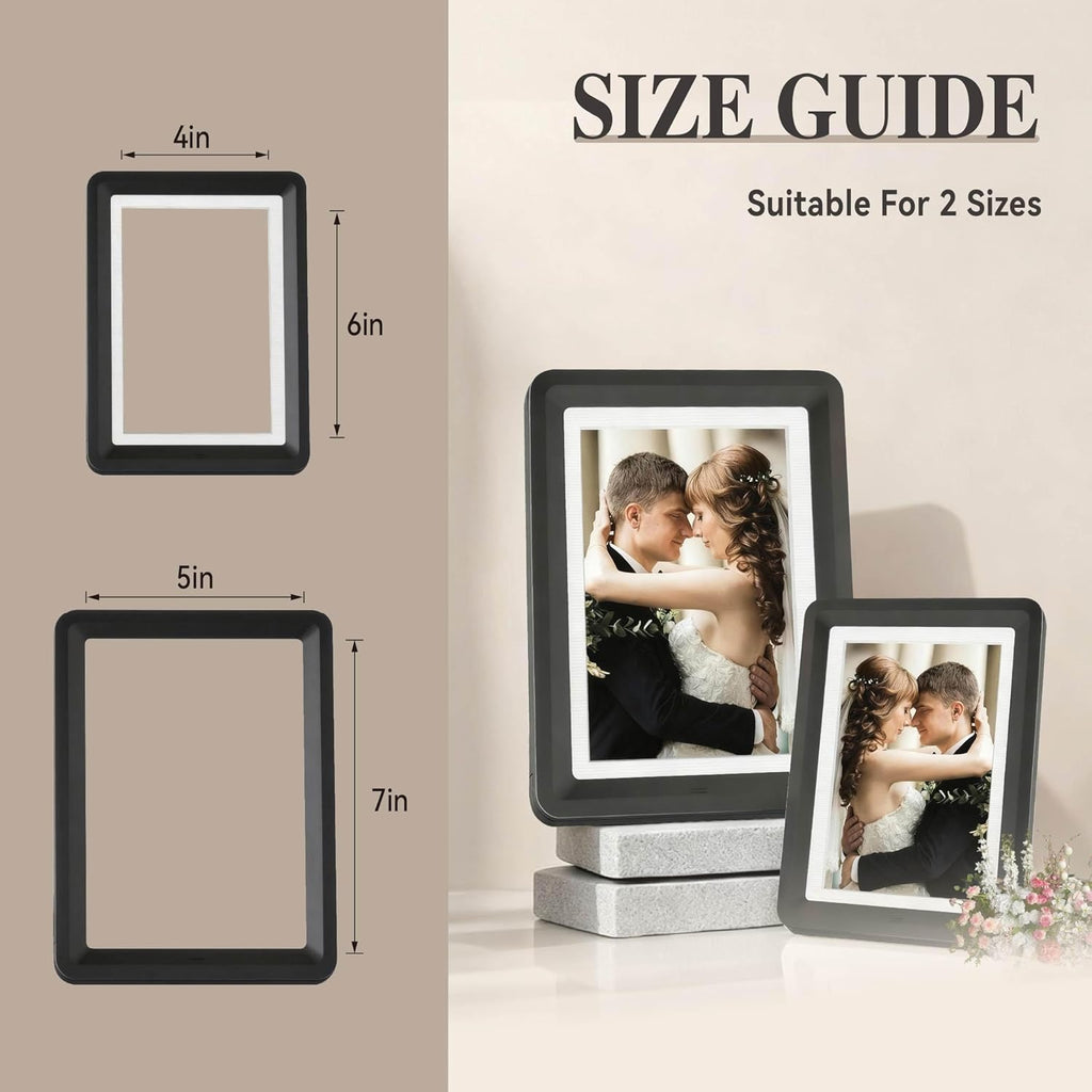 5x7 Black Picture Frame, ABS Frame for 5x7 or 4x6 Photos, Shatterproof UV-Resistant Tabletop Photo Frame, Vertical/Horizontal Display for Home Décor