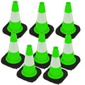 BESEA 12" inch Green Traffic Cones Safety Cones PVC Construction Cones with 4 inch Reflective Collar for Home Driveway Road Parking Use(8 Cones)
