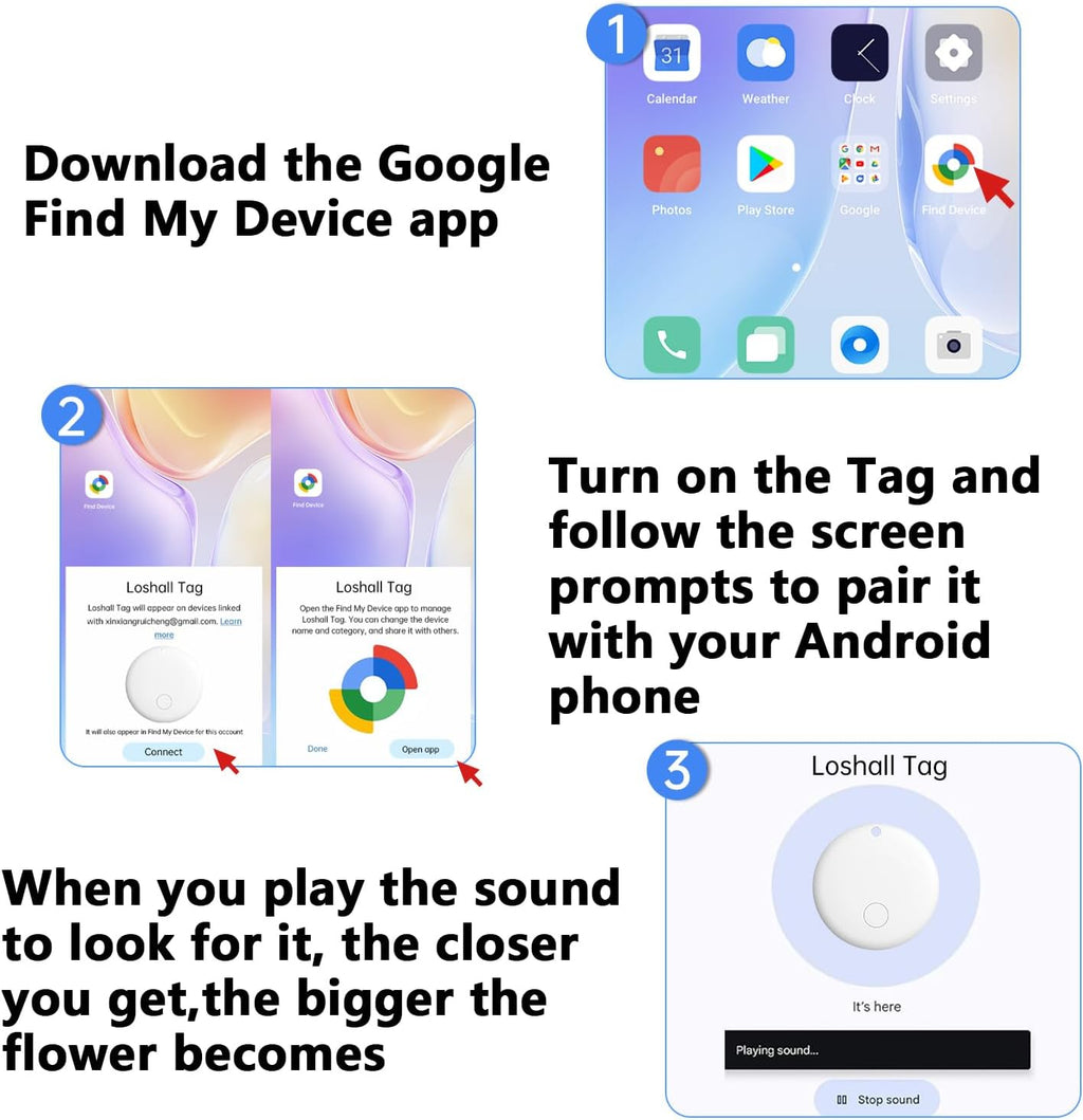 Bluetooth Tracker for Android Device 4 Pack, Item Finders Locators Work with Google Find My App (Only for Android), Tracker Tag for Keys, Luggage, Backpack, Wallet, Vehicle, Pets (White)